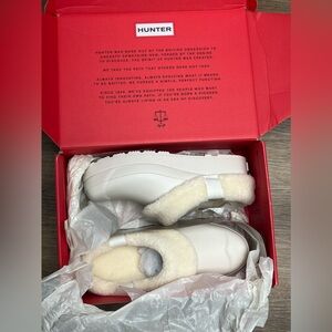 Hunter White Mules with Cream Accents